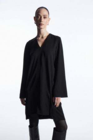 COS Asymmetric Tunic Ruha Női Fekete | YPLT-93720