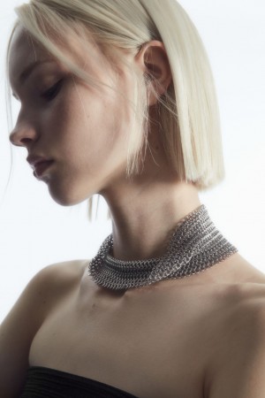 COS Chainmail Choker Nyaklánc Női Titán | RPVQ-34826