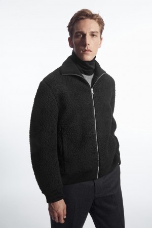 COS Funnel-Neck Teddy Kabát Férfi Fekete | BPIR-48103