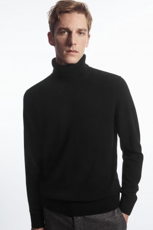 COS Gyapjú-Cashmere Turtleneck Pulóverek Férfi Fekete | UHSW-43076