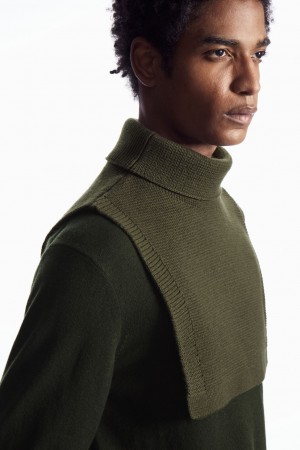 COS Gyapjú Rollneck Collar Mellény Férfi Sötétkhaki | NRUP-76128