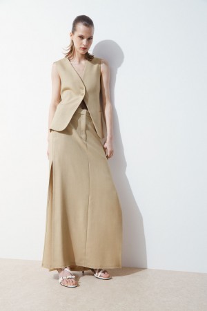 COS The High-Slit Maxi Pencil Szoknya Női Bézs | VJWL-46230