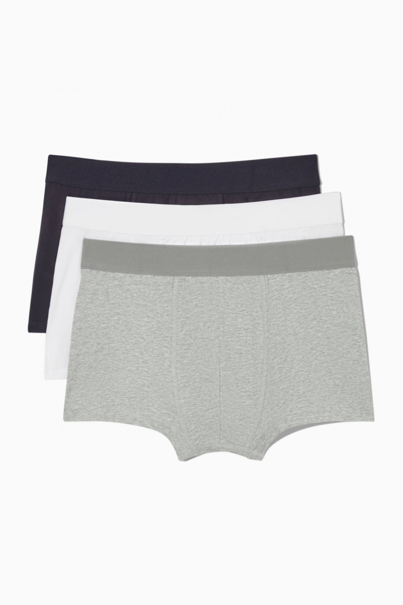 COS 3-Pack Jersey Boxer Rövidnadrágok Férfi Szürke Fehér Fekete | PIOQ-35681