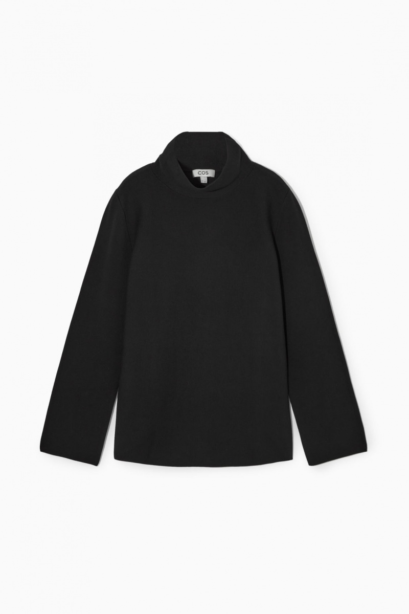 COS A-Line Funnel-Neck Top Pulóverek Női Fekete | MEGP-95478