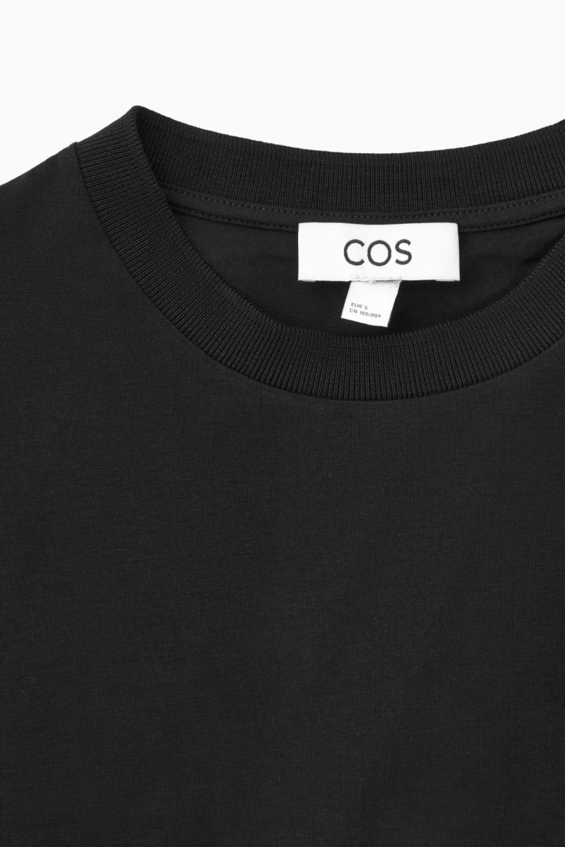 COS Asymmetric T-Shirt Ruha Női Fekete | RLCX-03281