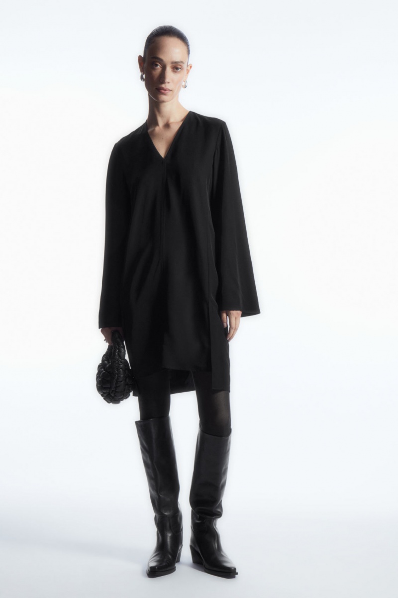 COS Asymmetric Tunic Ruha Női Fekete | YPLT-93720