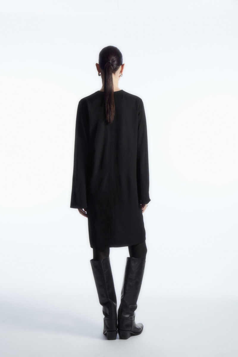 COS Asymmetric Tunic Ruha Női Fekete | YPLT-93720