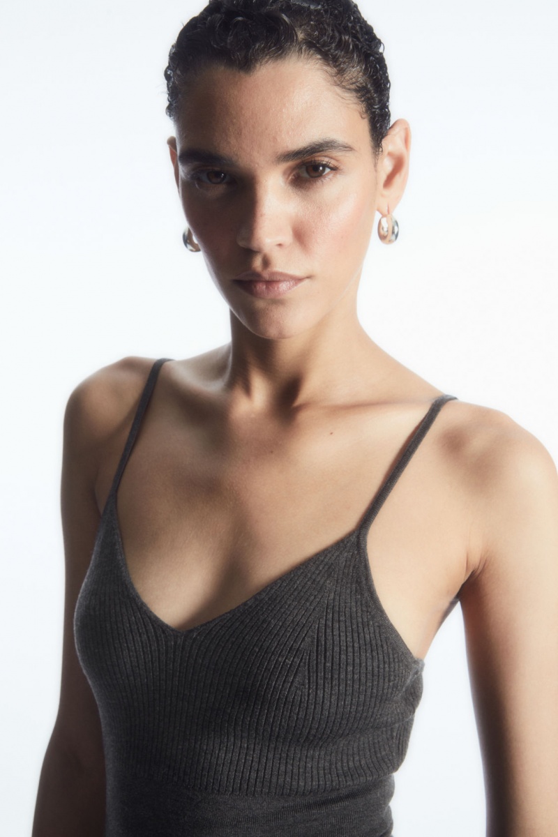 COS Bordázott-Knit Merino Gyapjú Bralette Melltartók Női Sötétszürke | XADV-03528