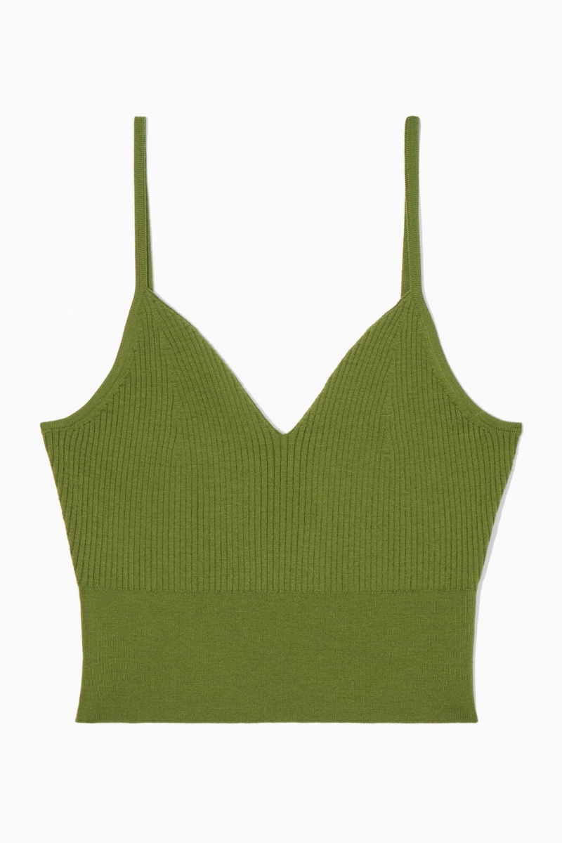 COS Bordázott-Knit Merino Gyapjú Bralette Melltartók Női Sötétzöld | CZYU-80974