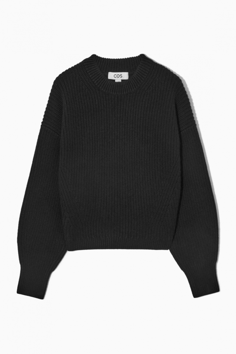 COS Bordázott Cashmere-Blend Pulóverek Női Fekete | IOGB-52786