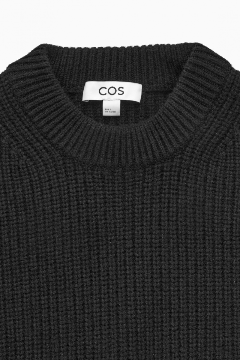 COS Bordázott Cashmere-Blend Pulóverek Női Fekete | IOGB-52786