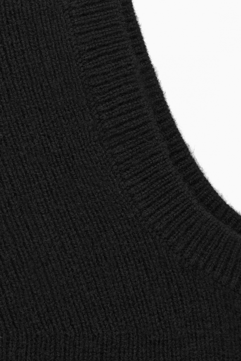 COS Bordázott Gyapjú-Cashmere Balaclava Kalap Női Fekete | IADW-42051