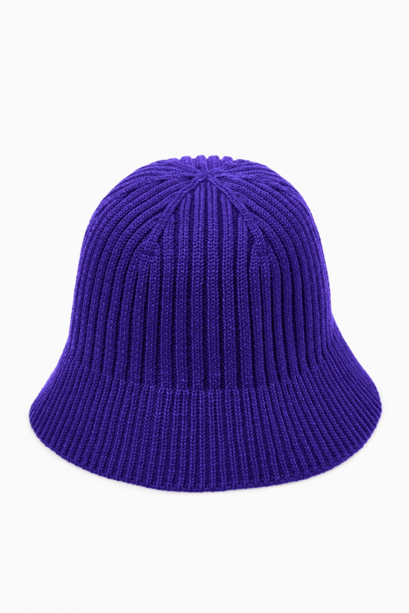 COS Bordázott Merino Gyapjú Bucket Kalap Női Kék | ORBG-72618