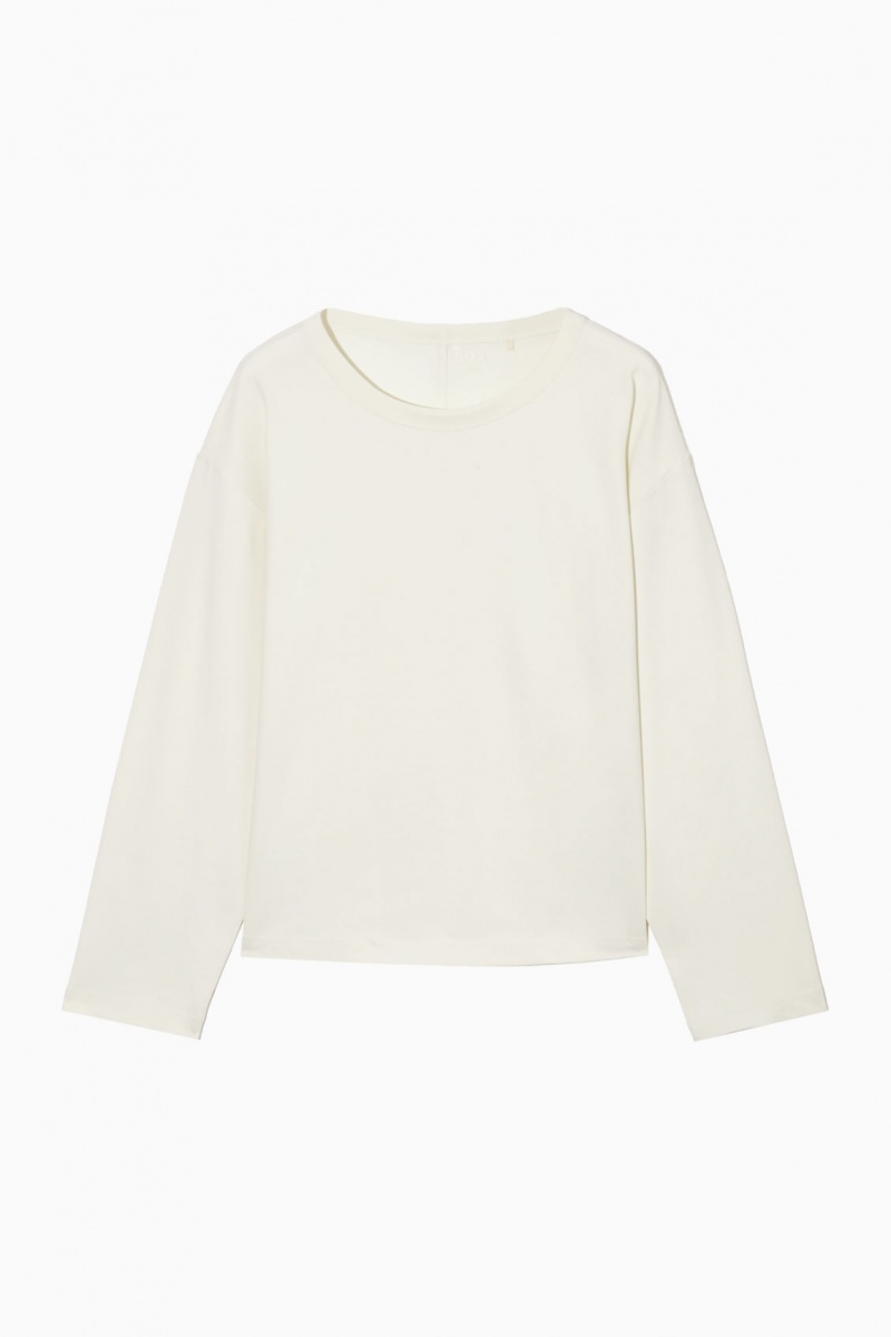 COS Boxy Long-Sleeved Póló Női Fehér | EYPR-13265