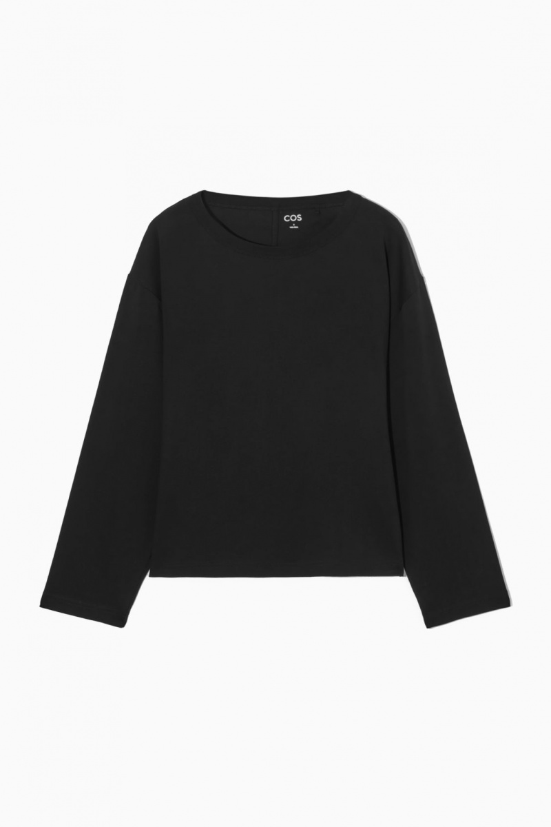 COS Boxy Long-Sleeved Póló Női Fekete | YDXK-25947