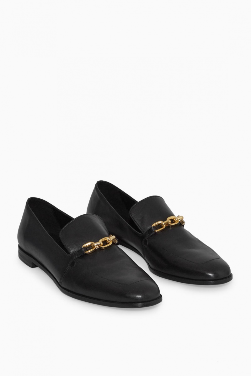 COS Bőr Chain Loafers Női Fekete | ZRUI-06374