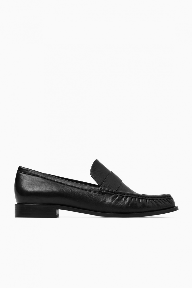 COS Bőr Loafers Női Fekete | BEXN-97068