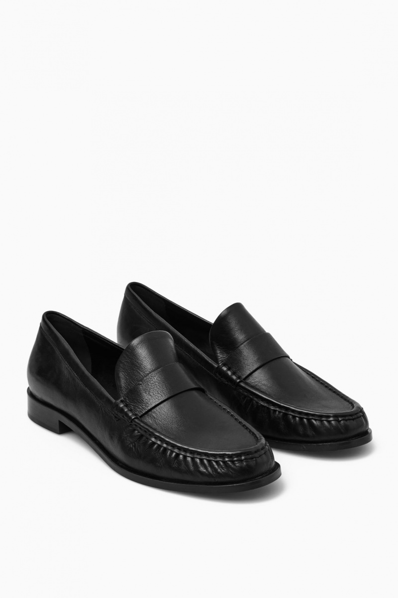 COS Bőr Loafers Női Fekete | BEXN-97068