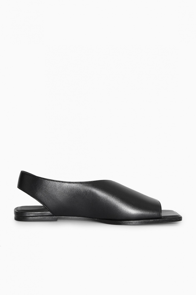 COS Bőr Slingback Szandál Női Fekete | BZPG-97061