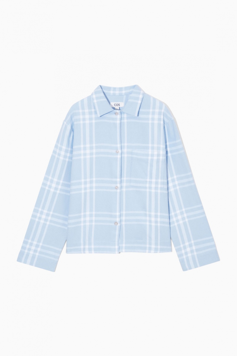 COS Checked Flannel Pajama Set Pizsama Női Világos Kék Fehér | HLTZ-95274