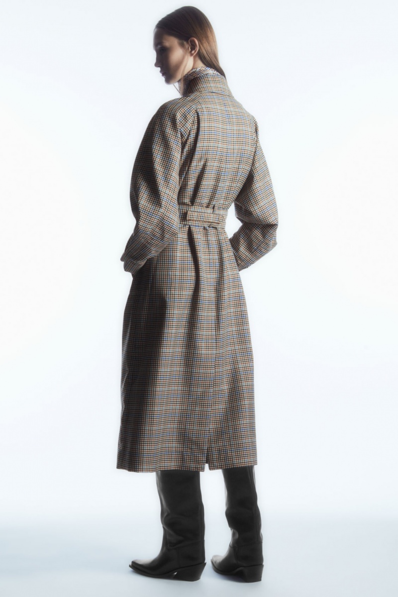 COS Checked Utility Trench Kabátok Női Színes | VYBR-48136