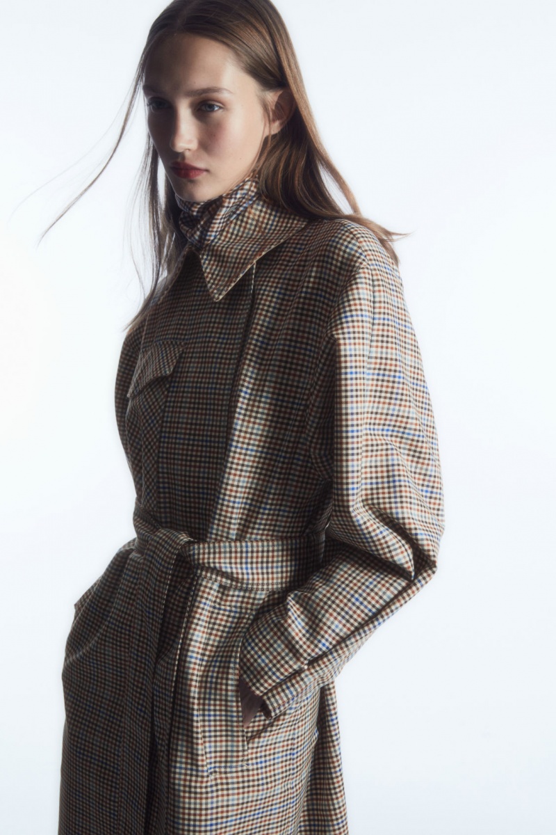 COS Checked Utility Trench Kabátok Női Színes | VYBR-48136