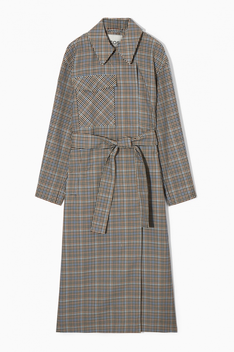 COS Checked Utility Trench Kabátok Női Színes | VYBR-48136