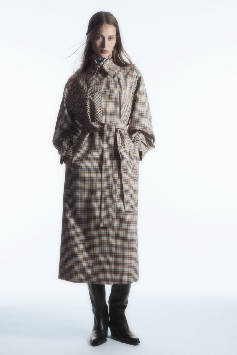 COS Checked Utility Trench Kabátok Női Színes | VYBR-48136