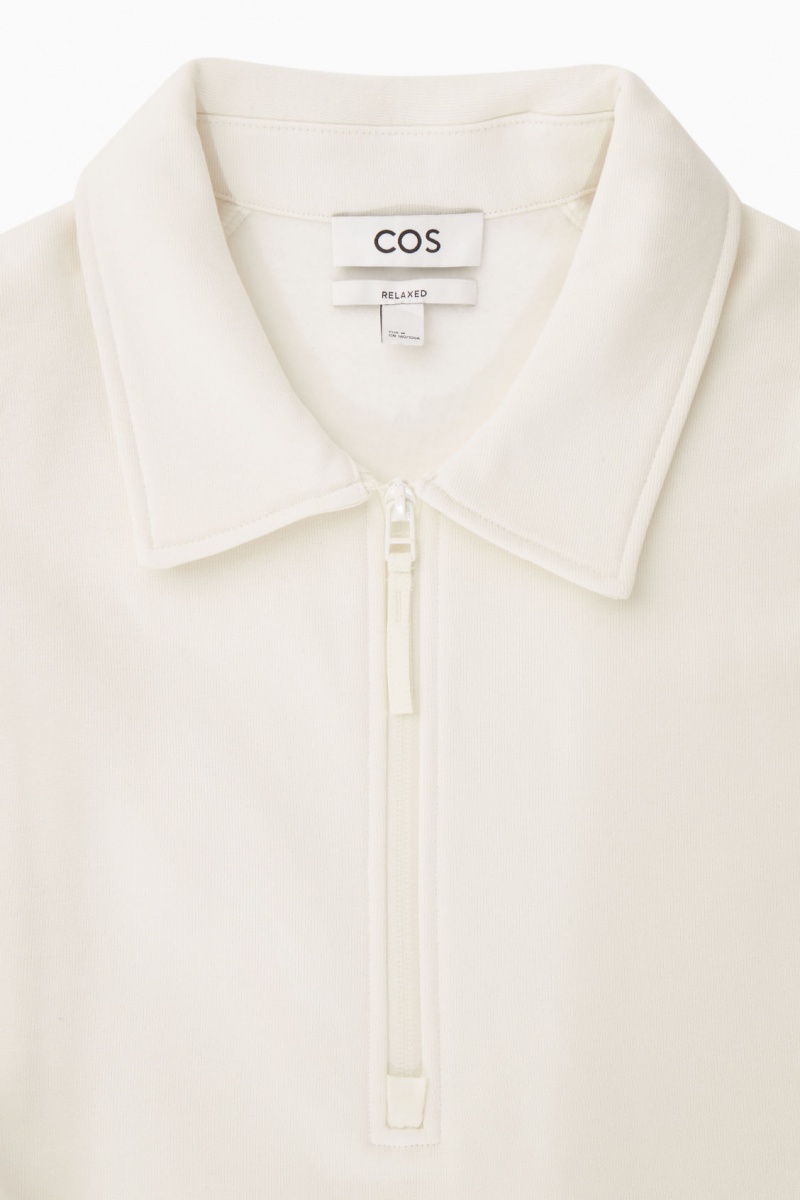 COS Collared Half-Zip Pulóver Férfi Krém | OJET-81065