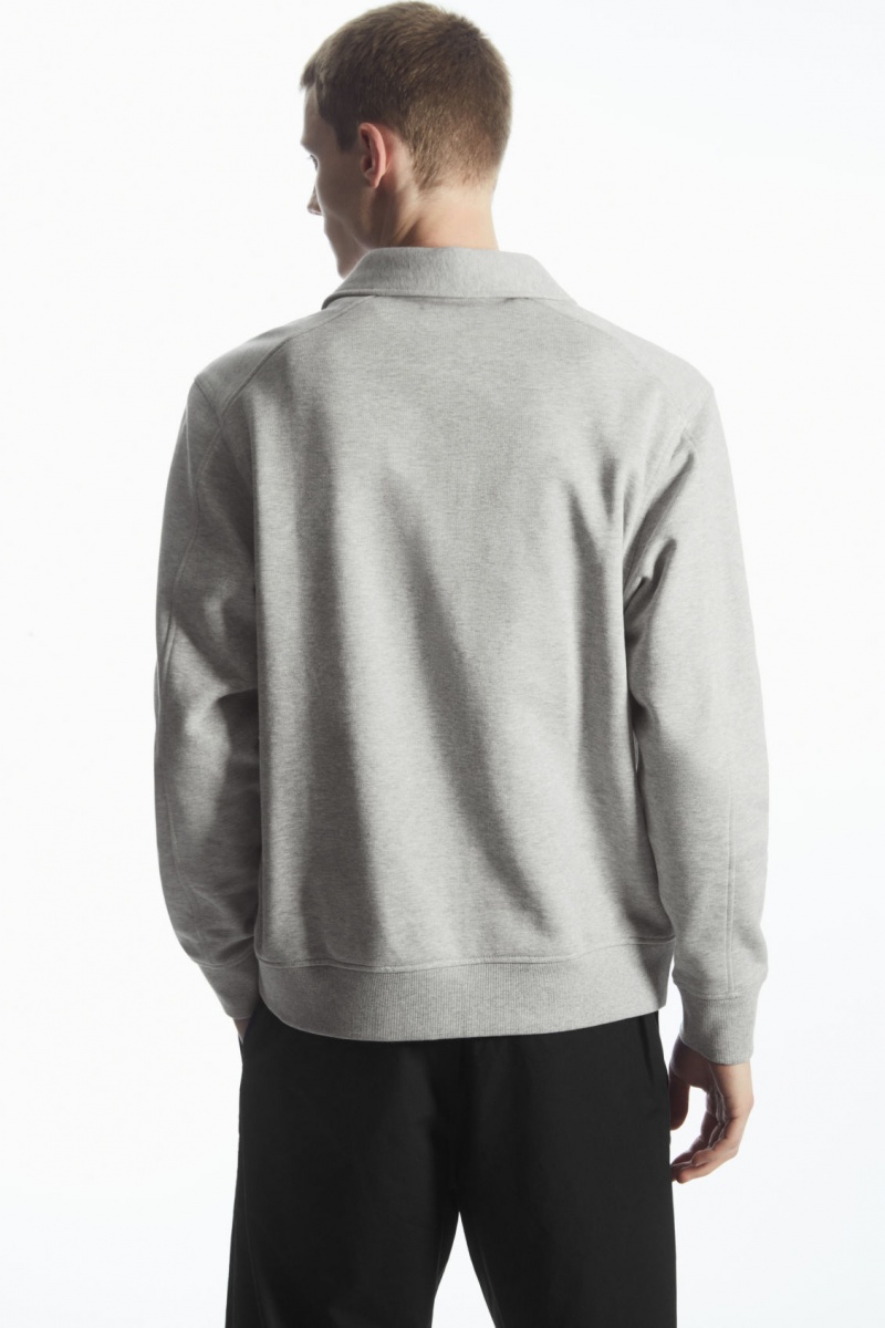 COS Collared Half-Zip Pulóver Férfi Szürke | OVRH-43715