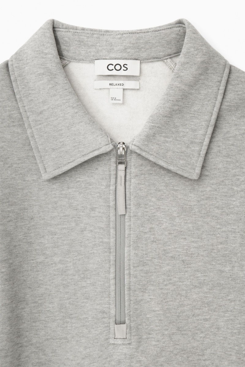 COS Collared Half-Zip Pulóver Férfi Szürke | OVRH-43715