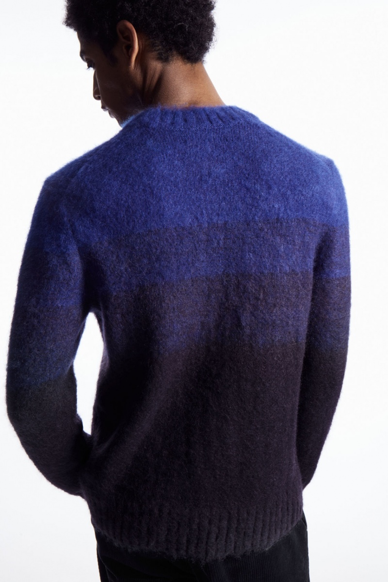 COS Colour-Block Mohair-Blend Pulóverek Férfi Világos Kék Sötétkék | WMEN-47805