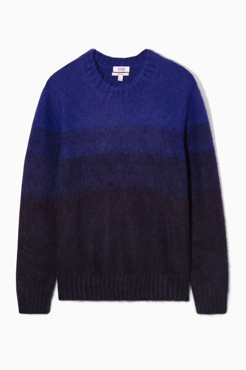 COS Colour-Block Mohair-Blend Pulóverek Férfi Világos Kék Sötétkék | WMEN-47805