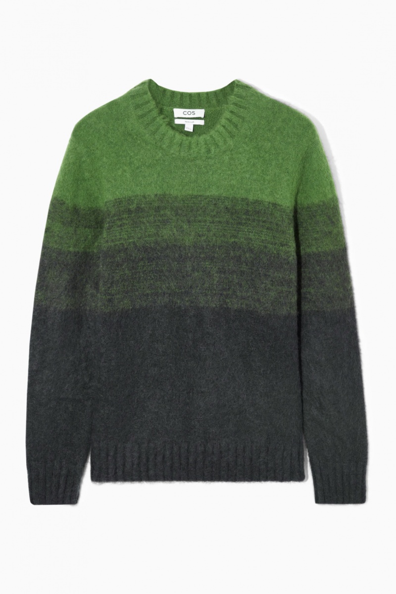 COS Colour-Block Mohair-Blend Pulóverek Férfi Zöld | YKPT-28479