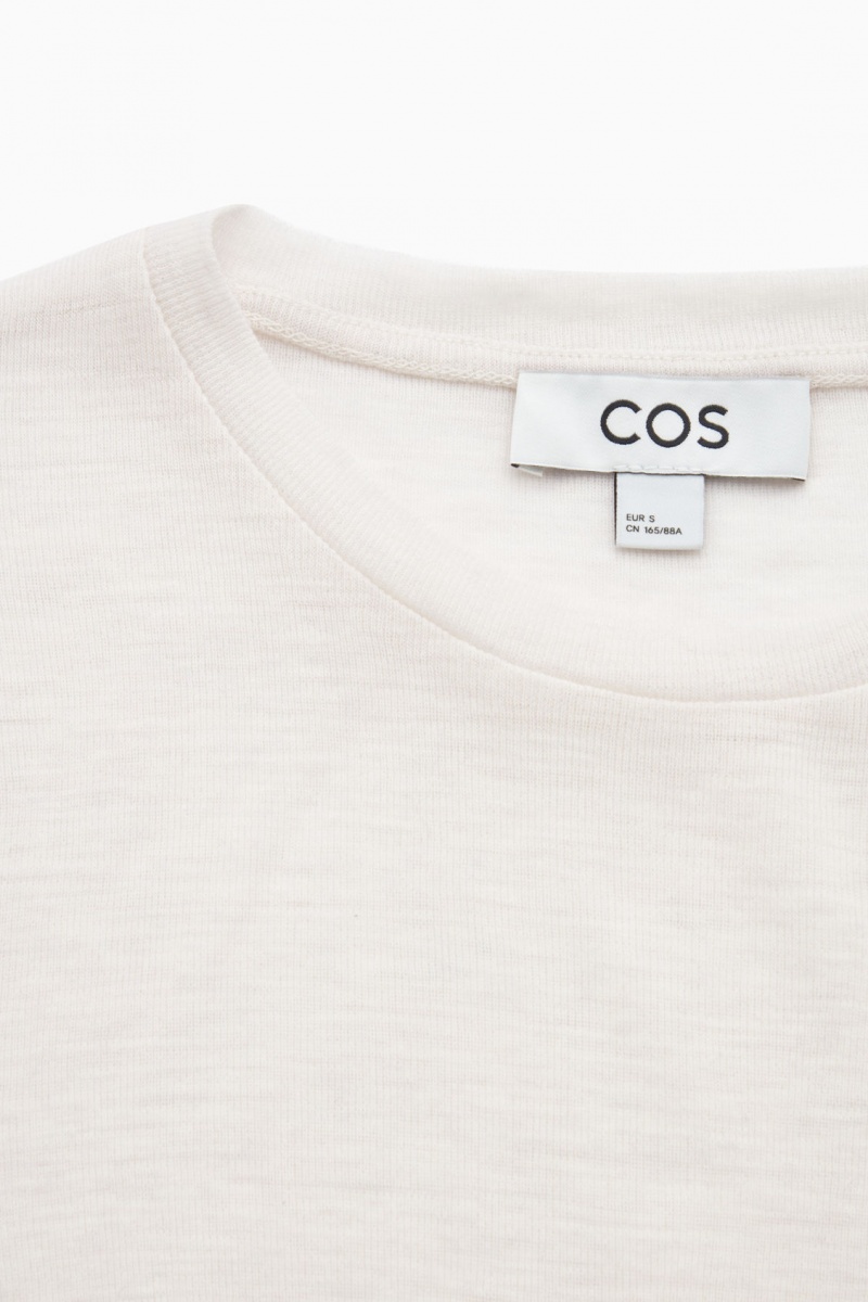 COS Crew-Neck Merino Gyapjú Top Pulóverek Női Fehér | HWOC-30958