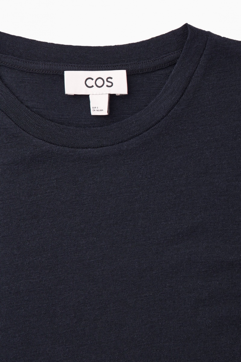 COS Crew-Neck Merino Gyapjú Top Pulóverek Női Sötétkék | KSNF-94358