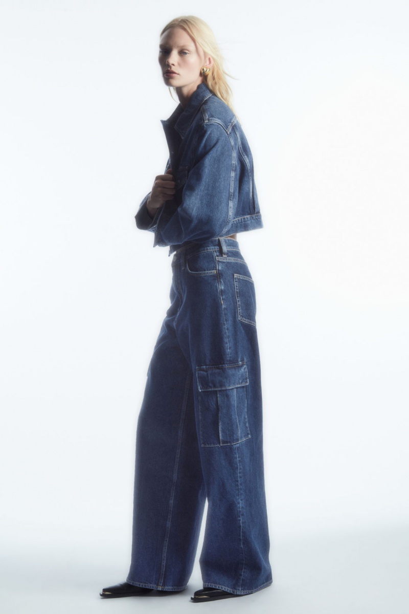 COS Cropped Denim Kabát Női Kék | FSLW-75820