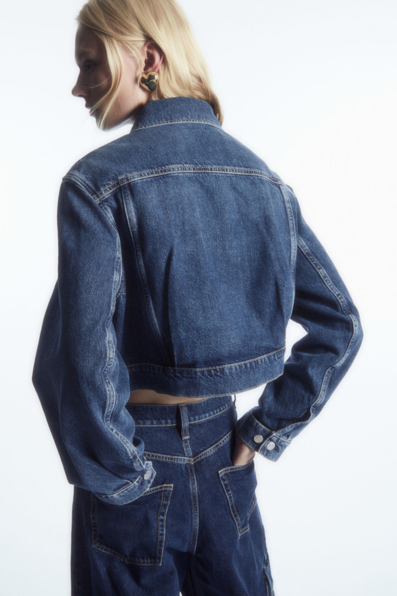 COS Cropped Denim Kabát Női Kék | FSLW-75820