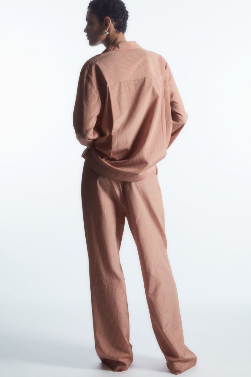 COS Csíkos Silk-Blend Pajama Nadrág Női Rózsaszín | MCVK-31276