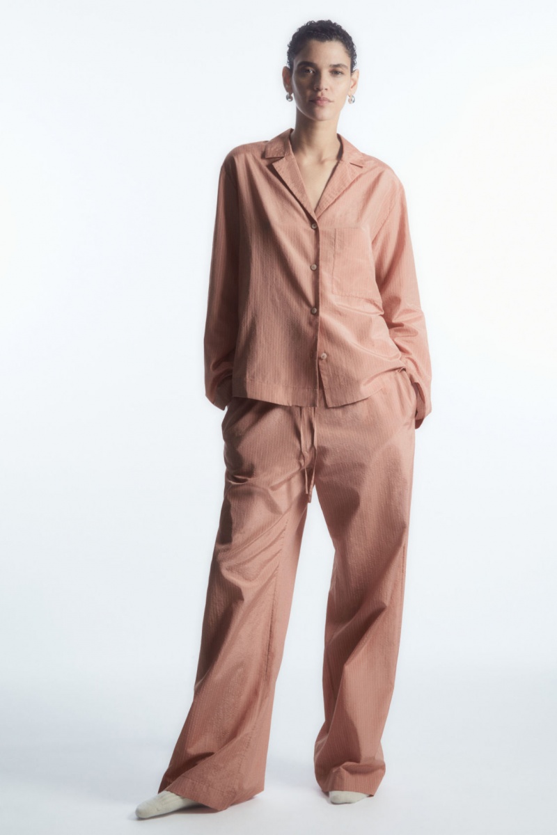 COS Csíkos Silk-Blend Pajama Nadrág Női Rózsaszín | MCVK-31276