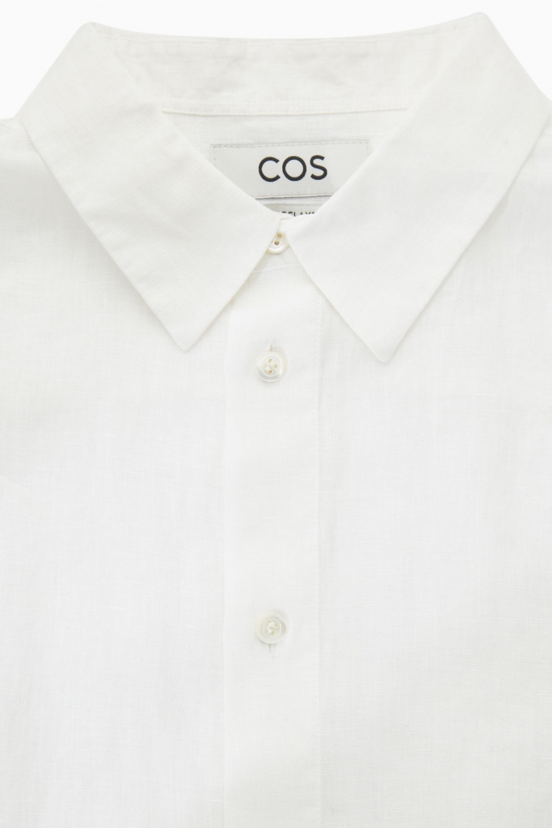 COS Curved-Hem Linen Ingek Férfi Fehér | GSWI-30724