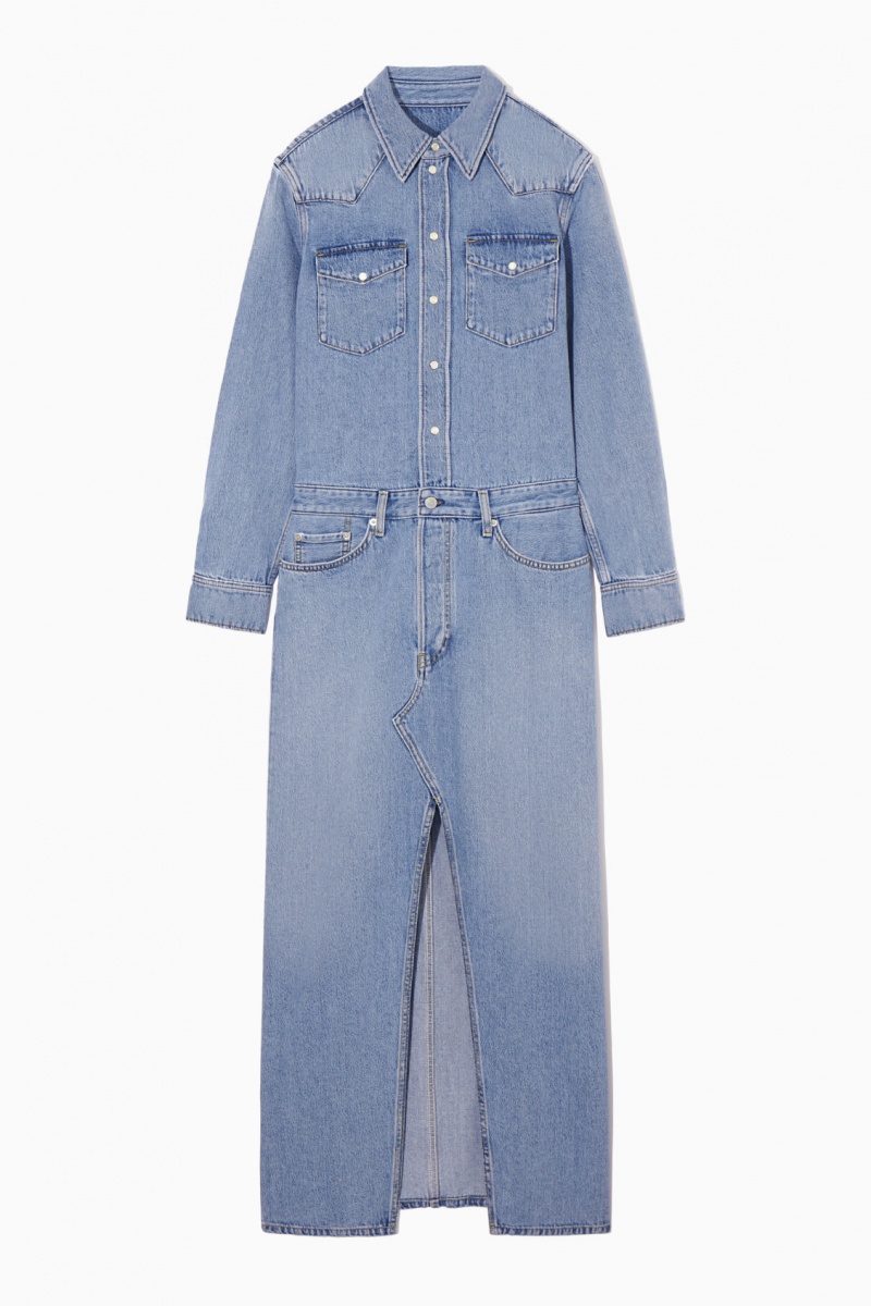 COS Denim Maxi Ruha Női Világos Kék | IZKP-90563