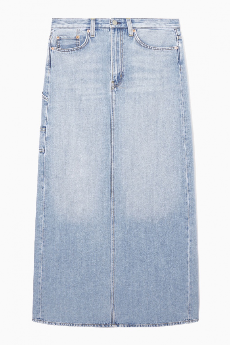 COS Denim Maxi Szoknya Női Világos Kék | QZNK-35721