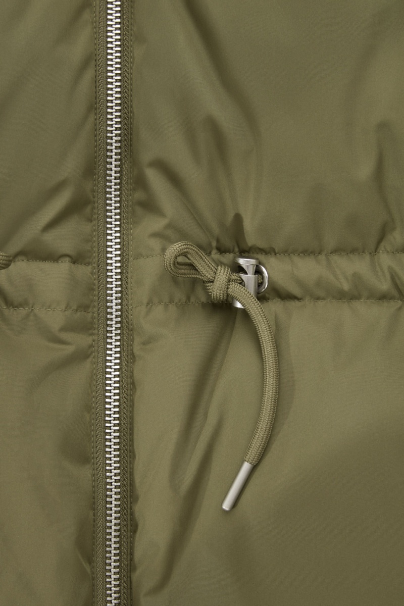 COS Drawstring-Derekú Puffer Kabátok Női Khaki Zöld | QTXI-75382