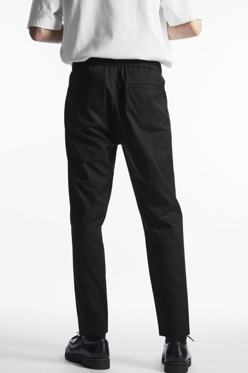 COS Elasticated Tapered Twill Nadrág Férfi Fekete | QMJL-37452