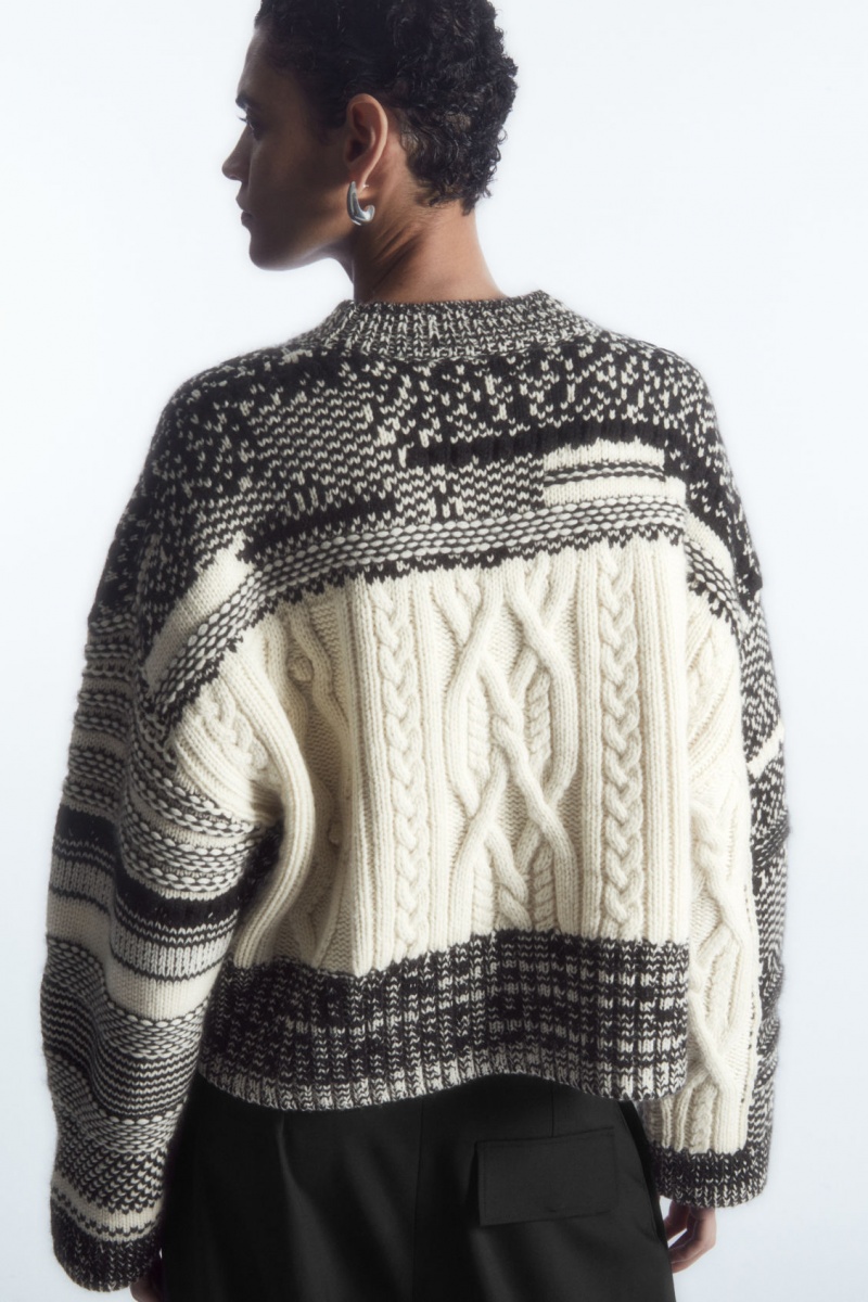 COS Fair Isle Gyapjú And Cashmere Jumpers Női Fekete Fehér | HDMV-51804