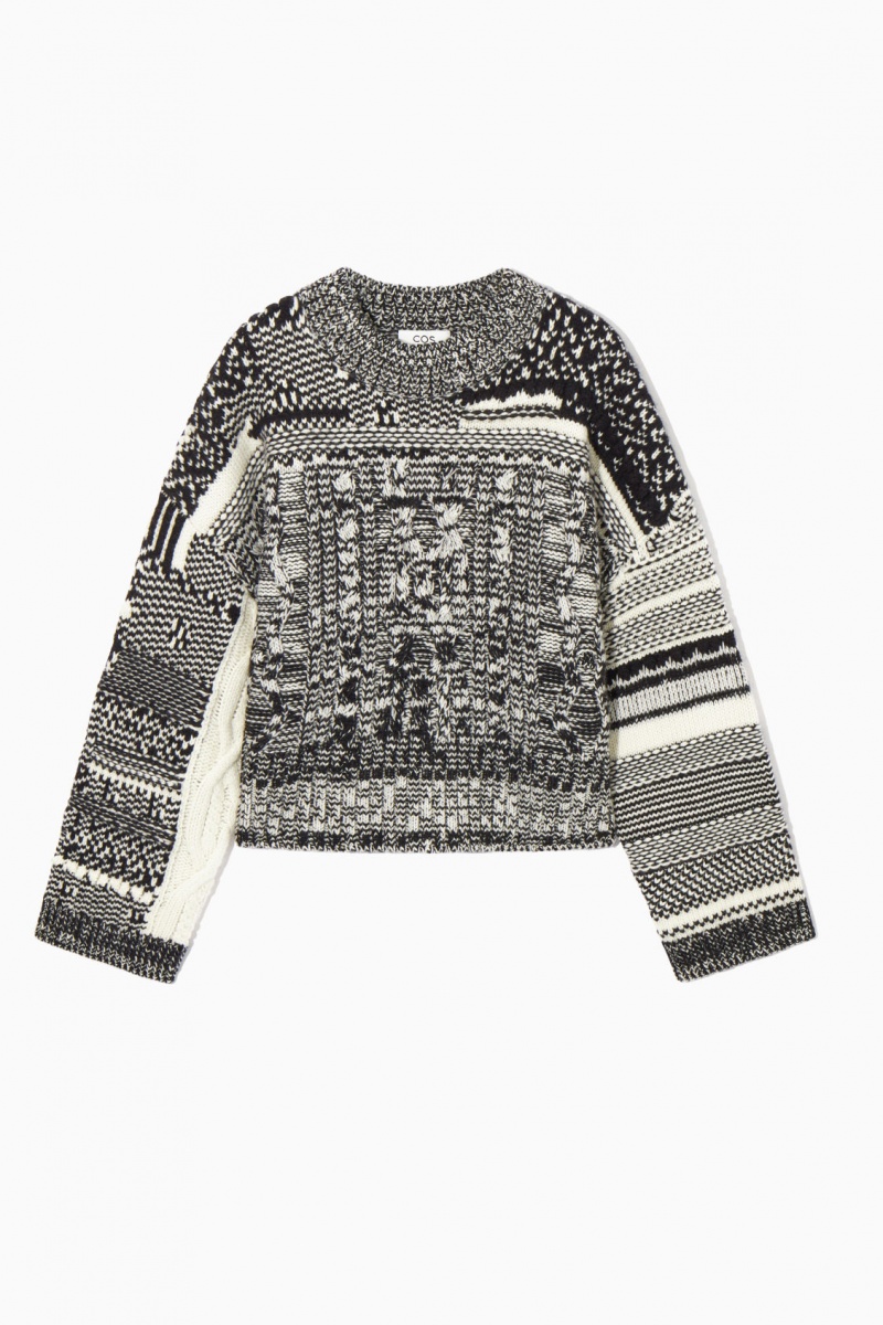 COS Fair Isle Gyapjú And Cashmere Jumpers Női Fekete Fehér | HDMV-51804