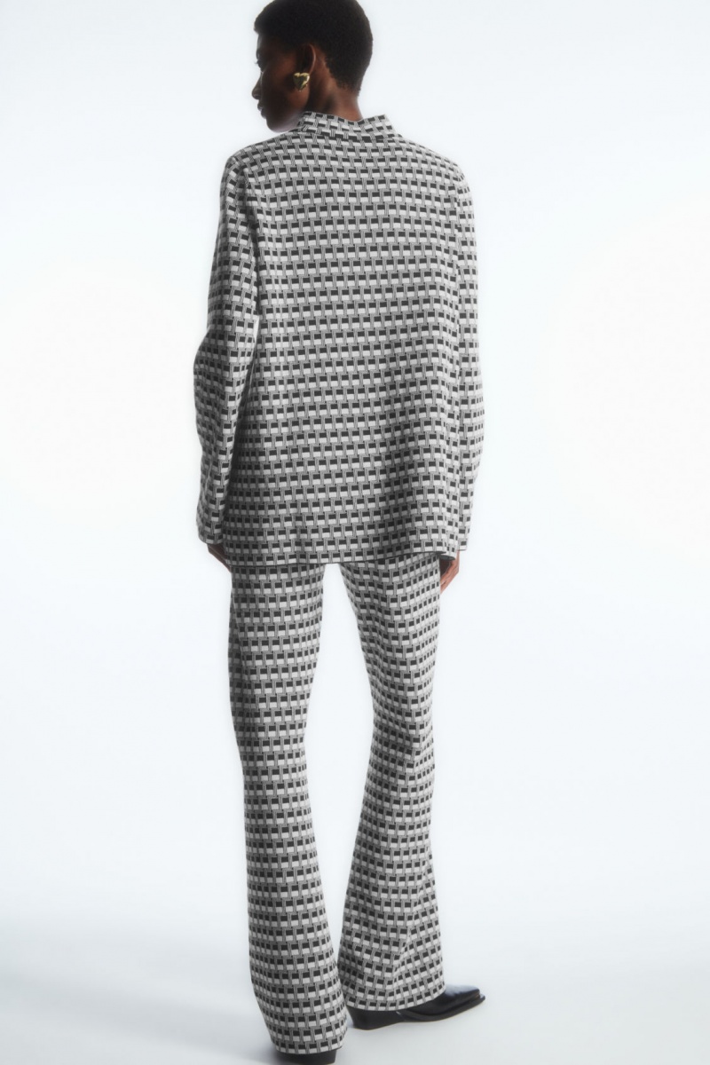 COS Flared Checked Jacquard-Knit Nadrág Női Fekete | AGTW-87263