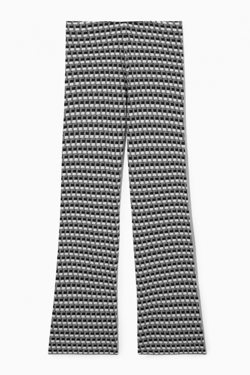 COS Flared Checked Jacquard-Knit Nadrág Női Fekete | AGTW-87263