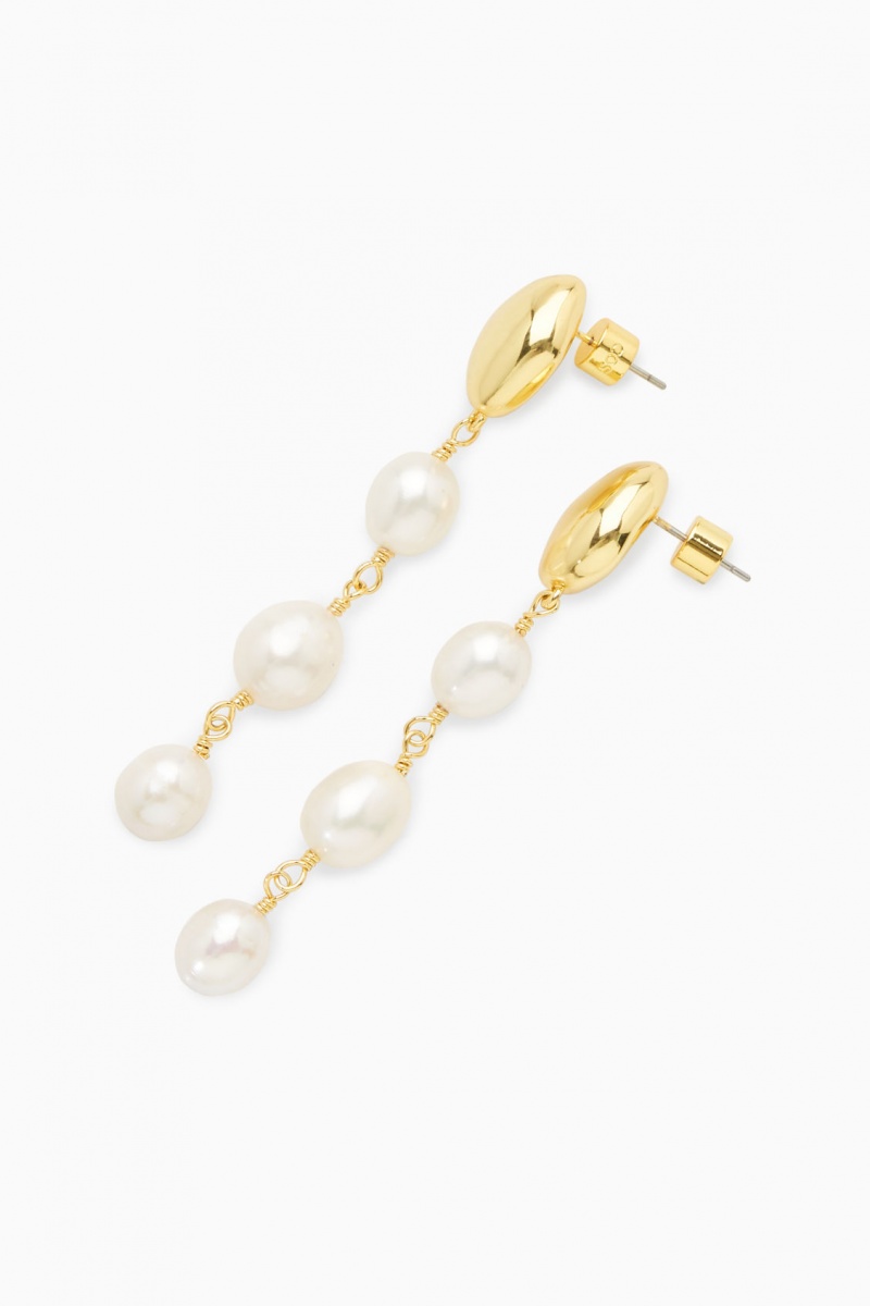 COS Freshwater Pearl Dangly Fülbevalók Női Arany | MPRU-02416